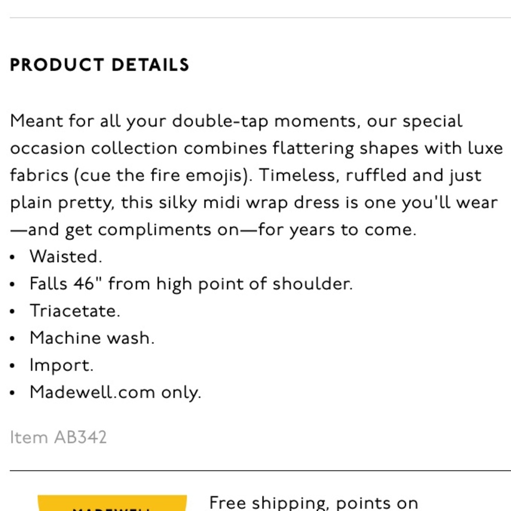 MADEWELL black ruffle sleeve wrap dress midi XXS - Picture 3 of 3
